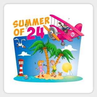The summer of 2024 - funny and colourful illustration Magnet